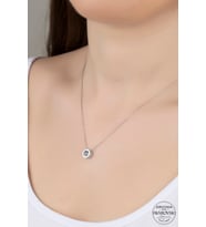 SWAROVSKİ CRYSTAL TEK TAŞ  925 AYAR GÜMÜŞ KOLYE