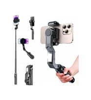 LED Işıklı Gimbal Sabitleyici, Bluetooth Kumandalı Selfie Çubuğu ve Tripod