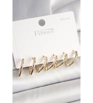 925 Ayar Gümüş Çivi Pirinç Gold Renk Üçgen Model Kadın Küpe Seti - TJ-BKP10415