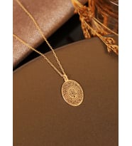 925 Ayar Gümüş Nazar Duası Oval Biçimli Kolye (Gold)