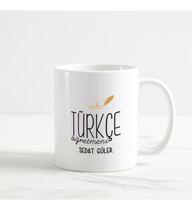 Türkçe Öğretmeni Kupa Bardak (5. Tasarım) (Beyaz)