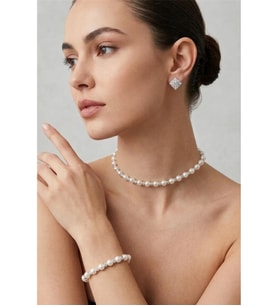 İNCİLİ TAŞLI CHOKER KOLYE BİLEKLİK KÜPE SET