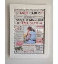 Anneler Günü Hediyesi Kişiye Özel A4 Çerçeve – Anne Haber Tasarımlı Anı Gazetesi