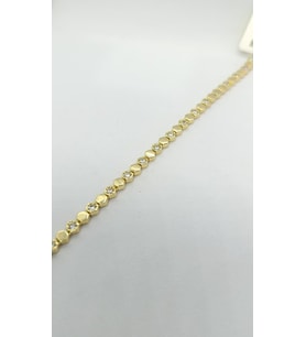 Taş Detaylı Petek Desen Gold Bileklik (17+2 cm)