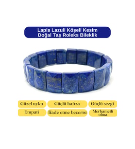 SERTİFİKALI Lapis Lazuli Köşeli Kesim Doğal Taş Roleks Bileklik