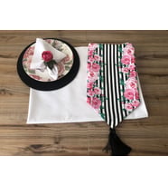 SOFRA SUNUM TAM SET PEMBE ÇİÇEK DESENLİ (Krem)