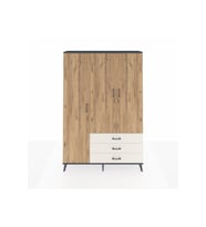 Arges Dolap 6 Raflı 3 Çekmeceli Tek Askılı 132x30x195 Antrasit-Çam/Aytaşı