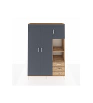 Hyperion Dolap 5 Raflı 3 Çekmeceli Tek Askılı 132x44x195 Çam-Antrasit/Çam