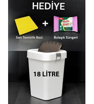 Technow Motek COB-411B 18 Litre Çöp Kutusu Kovası + Temizlik Seti (Beyaz)