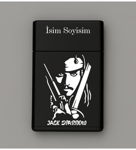 Jack Sparrow Desenli Metal Tabaka – Kişiye Özel İsimli Hediyelik