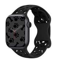 Apple Watch 10/11 42mm-38/40/41mm Kordon Kabartmalı Gonca Kiraz Silikon Kordon 2 (Siyah)