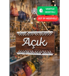 Üç Katlı Çimen Modern Açık/Kapalı Tabelası - Tesbih