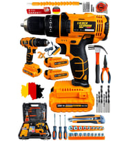 Lieber German  LG999 Darbeli 100 Pcs Set Li-on 2x Akülü Çelik Şanzuman Hızlı Sarjlı Akülü Vidalama Matkap (Karışık)