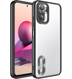 MAI REDMI NOTE 10 Kılıf Kamera Korumalı Logo Gösteren Zore Omega Kapak (Gümüş Rengi)