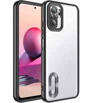MAI REDMI NOTE 10 Kılıf Kamera Korumalı Logo Gösteren Zore Omega Kapak (Gümüş Rengi)