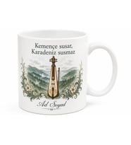 Kemençe Temalı Karadeniz Kupası Baskılı Porselen Kupa Bardak Hediye