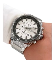 Ferrucci Silver Çelik Kordon Fonksiyonlu Erkek Kol Saati+Bileklik (Gümüş)