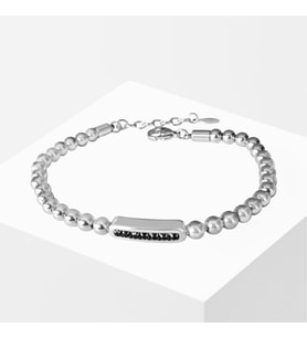 Taşlı Plakalı Silver Erkek Çelik Bileklik