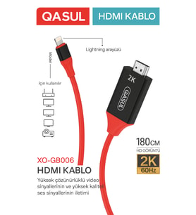 iPhone Lightning Uyumlu HDMI Kablo 2K 60Hz HD Görüntü ve Ses Aktarımı Kablosu