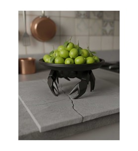 Dekoratif Yengeç Figürü Siyah Pratik Ev Gereçleri Çok Amaçlı Sunum Tabak 16 X 16 Cm