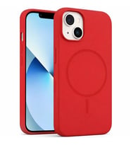 Coverzone ?phone 14 Plus ile Uyumlu Kadife ?� Y�zeyli Premium Silikon K?l?f MagSafe ile Uyumlu Kablosuz ?arj Destekli Darbe Emici Yumu?ak Dokulu Koruma Tasar?ml? Telefon K?l?f? K?rm?z?