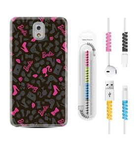 Samsung Note 3 4 5 8 9 20 Ultra 10 Lite Kılıf Kablo Koruma Spiral Silikon Barbie and Shoes 1413