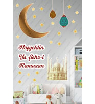 Dua Eden Çocuklar - Ramazan Ayı Temalı Ramazan Sticker Seti Cam Duvar Süsleri Çocuk Odası