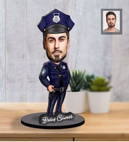 Kişiye Özel Polis Karikatürlü İki Katmanlı Ahşap Biblo Bay-2-Eco