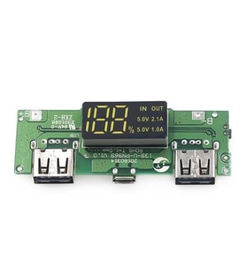 Lityum Pil Powerbank Şarj Modülü Dijital Ekranlı İki Port 5V-2.1A (4767)