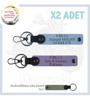 Motorcu Dostlar İçin İsim Plaka ve 0 Rh (+) Kan Grubu, Güvenli Sürüş x2 Anahtarlık, Mor-K Kahve-Gr (Çok Renkli)
