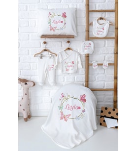 Pia Baby Premium %100 Pamuk Yenidoğan Kız Bebek Hastane Çıkışı Hediyelik Set 5070-02