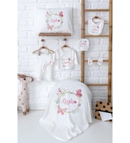 Pia Baby Premium %100 Pamuk Yenidoğan Kız Bebek Hastane Çıkışı Hediyelik Set 5070-02 (Ekru)