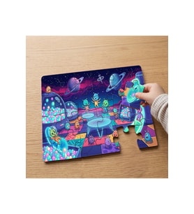 Eğlence Parkında Canavarlar Tasarımlı 24 Parça Ahşap Çocuk Puzzle