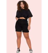 Kadın Esnek Skinny Denim Şort Düz Desen Yüksek Bel Rahat Günlük Yaz Aylarının Vazgeçilmezi (Siyah)