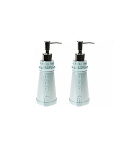 BANYO SETİ SIVI SABUNLUK 2 ADET DENİZ FENERİ MAVİ MODEL POLİRESİN 7x7x21cm