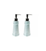 BANYO SETİ SIVI SABUNLUK 2 ADET DENİZ FENERİ MAVİ MODEL POLİRESİN 7x7x21cm