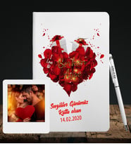 Sevgililer Gününe Özel Deri Beyaz Defter Kalem & Instagram Çerçeve Hediye Seti 31