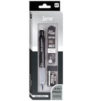 Serve Deep 3lü Okul Seti Mekanik Kurşun Kalem Silgi Yedek Uç 0.7 mm Siyah