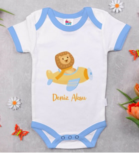 BK Kids Kişiye Özel Mavi Bebek Body Zıbın - Model 188