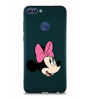 Huawei P Smart Soft Premier Kapak Minnie Mouse-A Tasarımlı Silikon Kılıf - Yeşil (Şeffaf)
