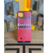 Realme C11 2021 Uyumlu Piksel Desenli ve Deri Detaylı Premium Stil Kılıf (Kırmızı)