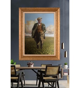 Altın Varaklı Çerçeveli Paspartulu Atatürk Tablo TR1442 (Gold)