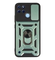 Newface Realme C25Y Kılıf Pars Lens Yüzüklü Silikon - Yeşil