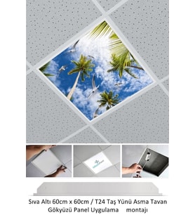 Asma Tavan-60cmx60cm-sıva Altı-54w-6500k-beyaz-led Panel-led Armatür- 60x60 Taş Yünü Asma Tavan Ledi