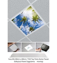 Asma Tavan-60cmx60cm-sıva Altı-54w-6500k-beyaz-led Panel-led Armatür- 60x60 Taş Yünü Asma Tavan Ledi