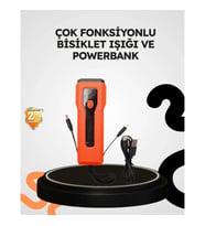 Mey İthalat® 600 Lümen Bisiklet Ön Işık Powerbankli Çakar COB Led