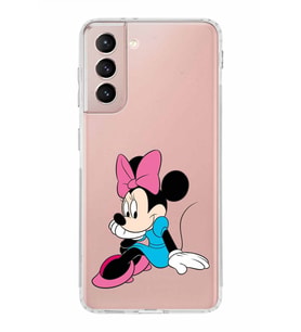 Samsung Galaxy S21  Kamera Korumalı Kapak Minnie Mouse Tasarımlı  Şeffaf  Kılıf
