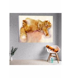 Suluboya Kedi Temalı Kanvas Tablo