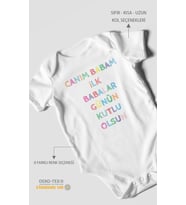 Canım Babam İlk Babalar Günün Kutlu Olsun Baskılı Bebek Zıbını – Çıtçıtlı Body 8 Renk  %100 Pamuk Kısa Kol (Beyaz)