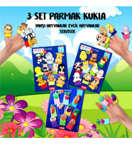3 Set - 30 Parça Tox Evcil , Vahşi Hayvanlar ve Sebzeler Parmak Kukla T771 T781 T104